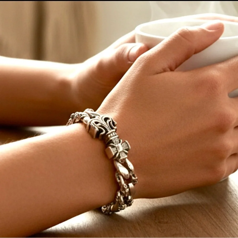 Stainless Steel Vintage Style Cross Unisex Bracelet Chain Link